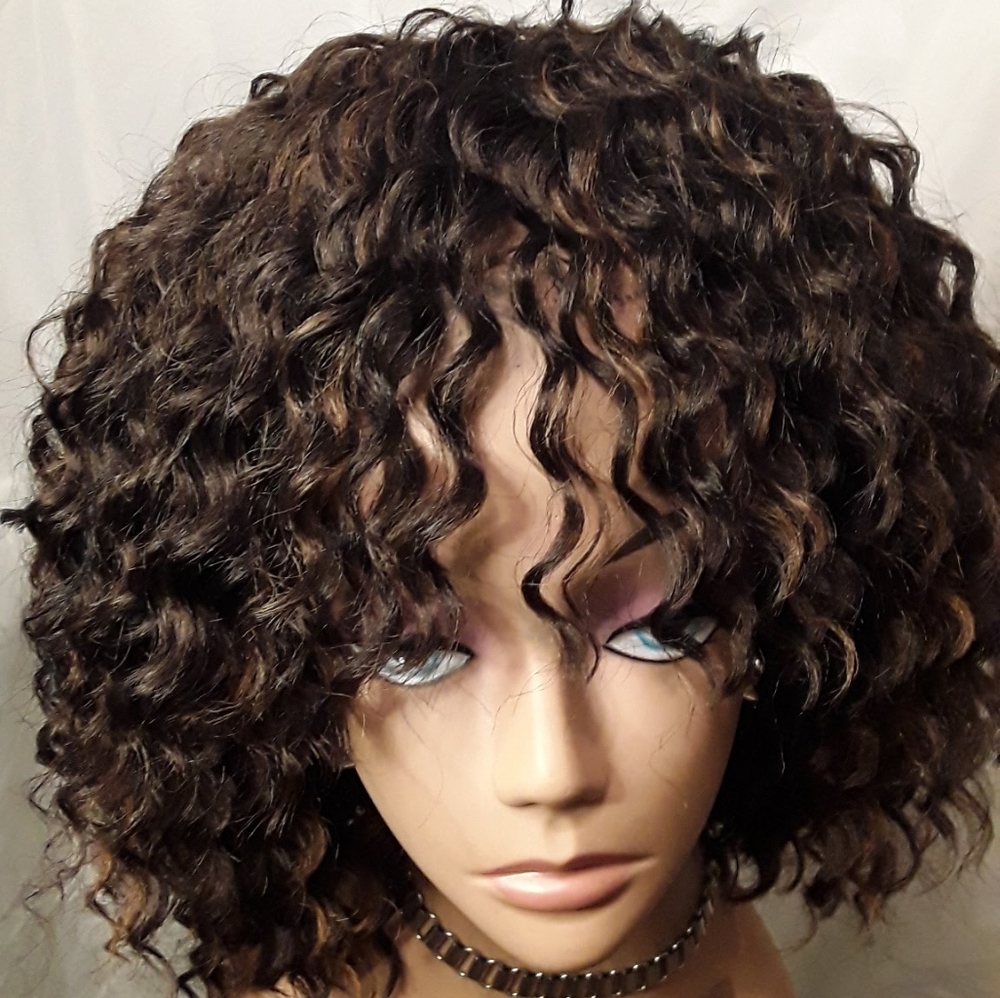 New Handmade Deep Twist Crochet Wig w/Bangs #1b - Picture 3 of 6